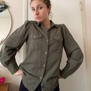 Rails green/gray flannel button up shirt